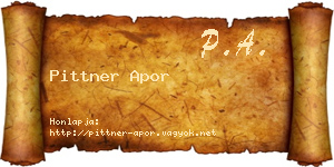 Pittner Apor névjegykártya